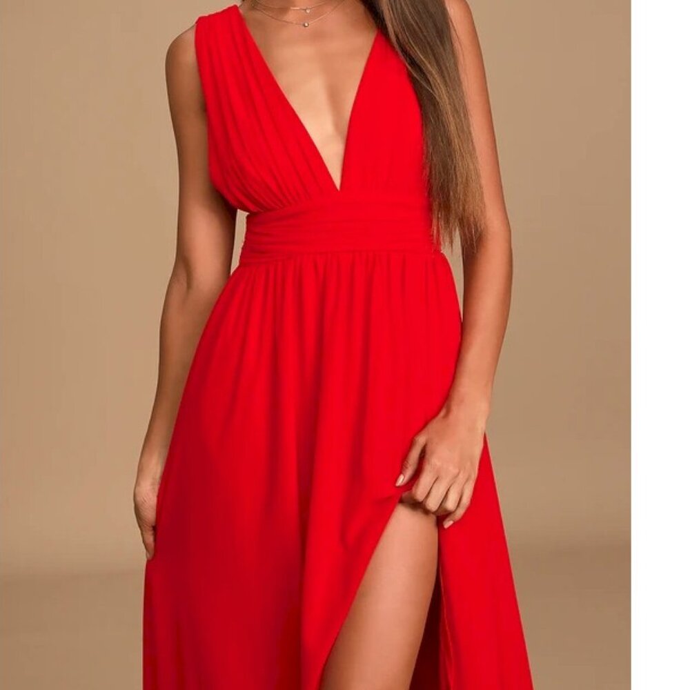 Lulu's Red Maxi Dress - Picture 4 of 7